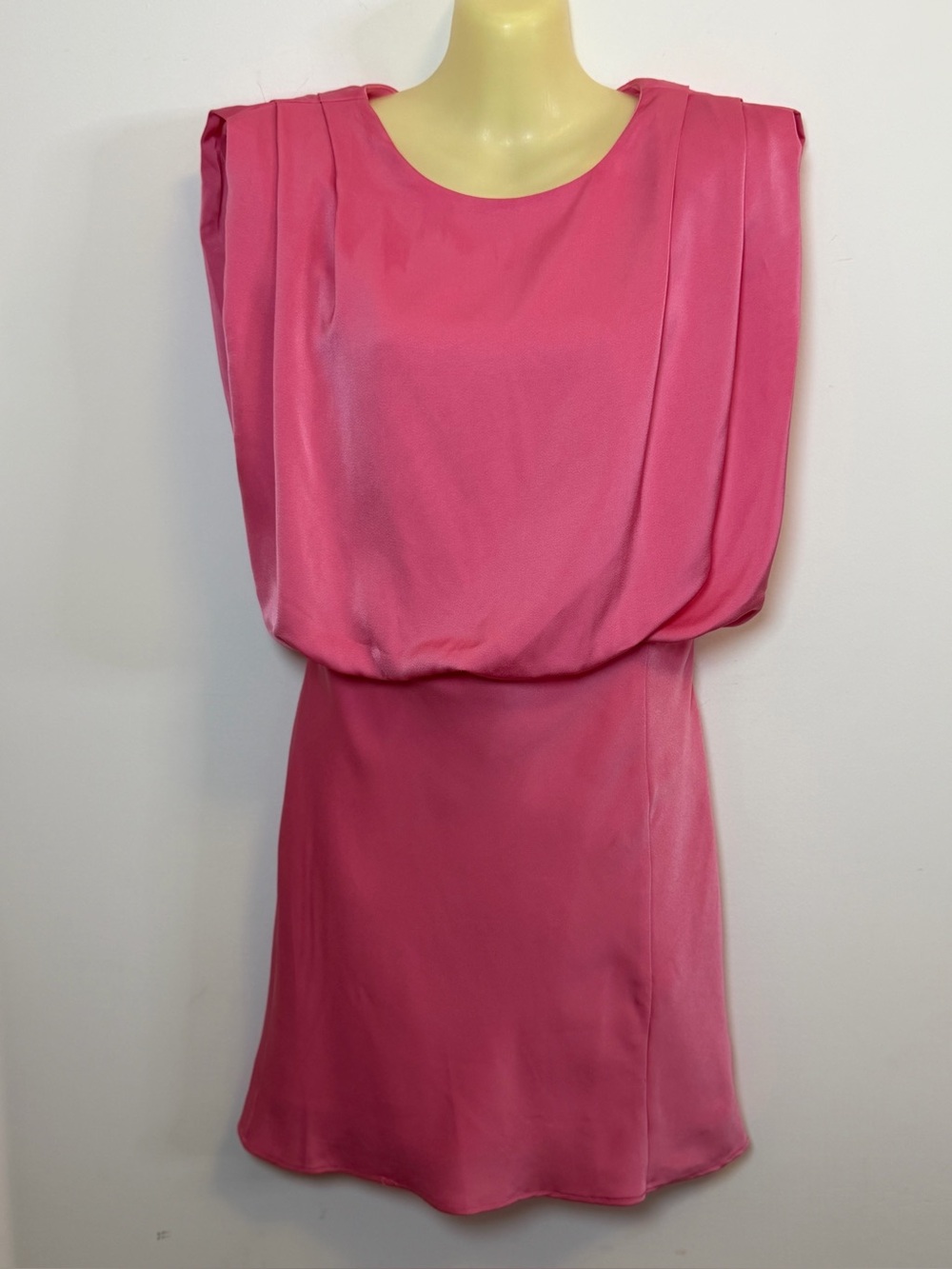 NWT DO+BE Sleeveless Draped Pink Satin Frenchie Dress